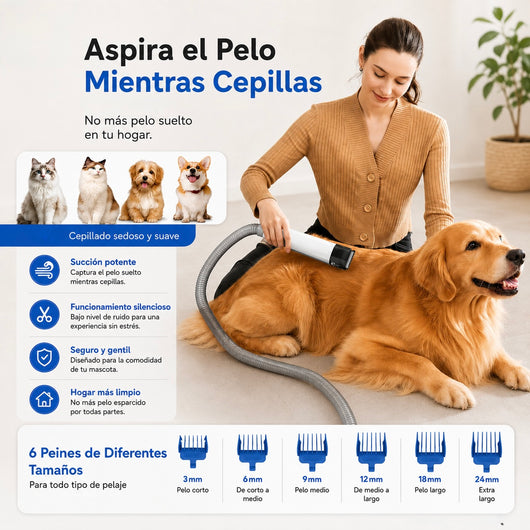 Calmora – Aspiradora de Grooming 6 en 1 que Cuida a tu Mascota como Tú lo Harías